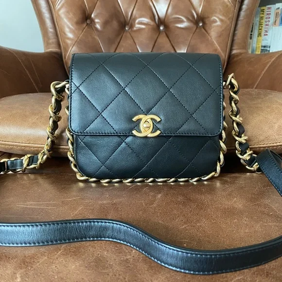 *SOLD* Chanel Framing Chain Flap Bag Quilted Calfskin Small - Picture 1 of 15